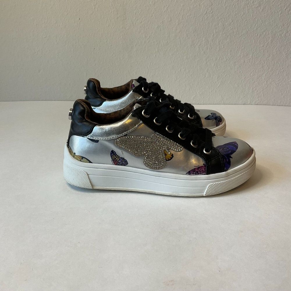 Steve‎ Madden JWINGS Sneakers Silver Multicolor Girls Size 13 Glitter Butterfly